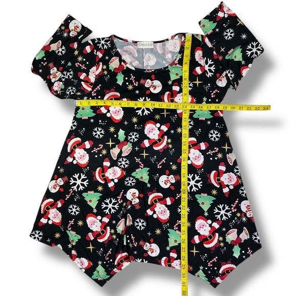 Larace Christmas Tunic Top Handkerchief Hem  3/4 Sleeve Round Neck Holiday Med - Picture 7 of 16